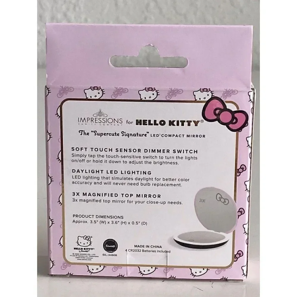 Impressions Hello Kitty  Supercute Signature Compact‎ 3X LED Compact Mirror NEW